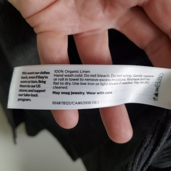 EILEEN FISHER Organic Linen Delave Crew Neck Tunic Top LS Boxy Grey Women's XL - Picture 10 of 12